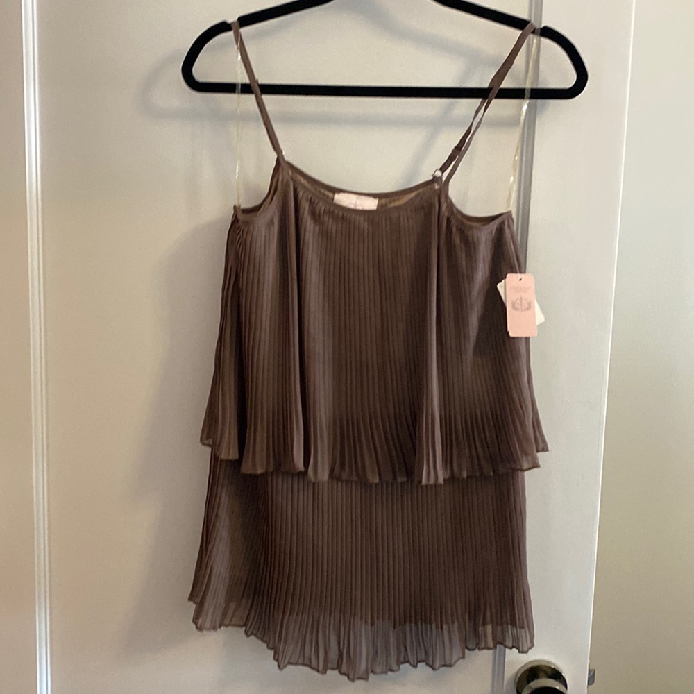 Romeo and Juliet Spaghetti Strap Blouse with Pleated Layers